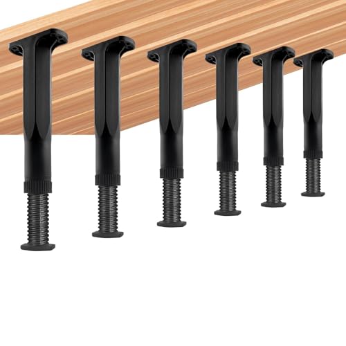 KoMvzyl 6 patas de soporte de cama de altura ajustable, patas de marco de cama de 8.25 a 14.15 pulgadas para listones de cama King Queen Soporte central de soporte de muebles Kit de reemplazo de marco