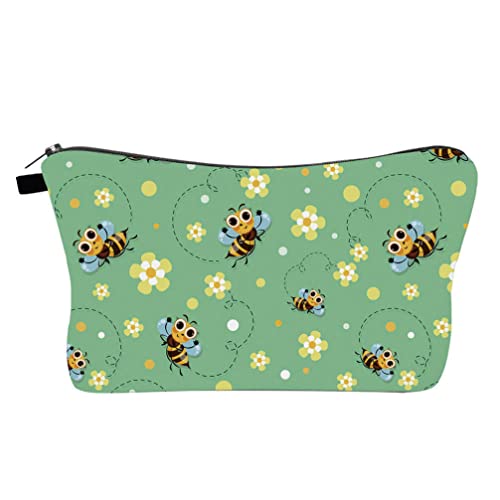 Lurrose, borsa da viaggio per il trucco, impermeabile, con stampa di api, trousse per cosmetici e cosmetici, per casa, ufficio, viaggi