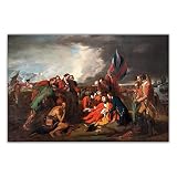 Benjamin West 'La muerte del general Wolfe' Cuadro Famosa impresa en lienzo, Cuadro de arte de pared de lienzo para decoración de oficina 60x90cm sin marco