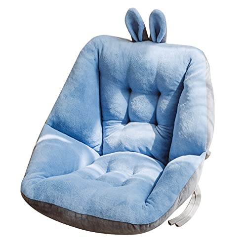 Giftik Semi-enclosed One Seat Cushion, Soft Fuffy Warm Comfortable Desk Chair Pad, Sciatica Bleacher Seats Armchair Pain Relief Cushion with Cute Ear for Home Office Chair (Blue, 45x45cm)