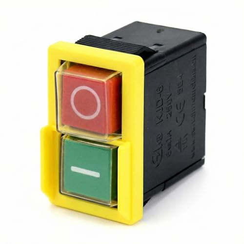 QWORK KJD 6 Interrupteur de remplacement universel 250V 4A, interrupteur machine outil, Interrupteur d'arrêt d'urgence universel