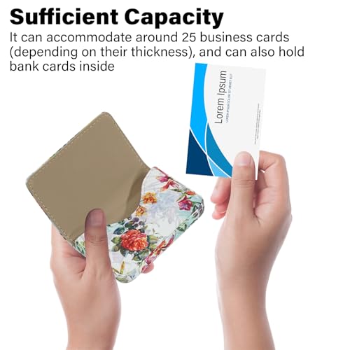 Image of Business Card Holder，PU Leather Business Card Case Color Printing Pattern Card Holder Wallet，Pockets Magnetic Credit Card Holders for Men and Women - Flamingo