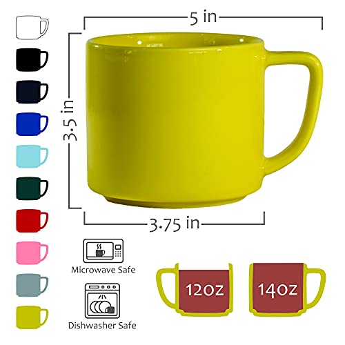 Jiki Ceramic Coffee Mug - Colored Cup With Handle For Tea, Latte, Cappuccino Or Soup - Durable, Bright Colors, Microwave & Dishwasher Safe - 14 Oz Size (Sunshine, 1) #TOP1