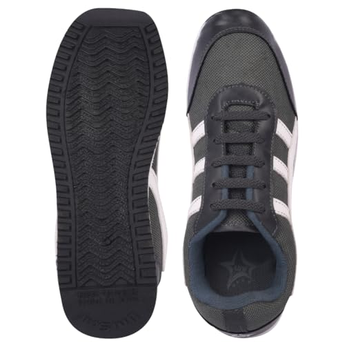 Image of Unistar Sports Shoes for Men | Non-Slippery Black & Red Shoes | Comfortable & Water Resistant | Outdoor, Casual, Jungle, Sports, Running, Hiking, Trekking | Size - 6