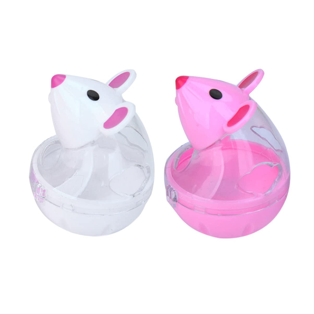 Happyyami 6piezas Comedero Interactivo para Gatos Dispensador De Snacks Forma De Ratón Juguete De Tumbler para Mascotas Diseño De Filtración De Comida y Rojo