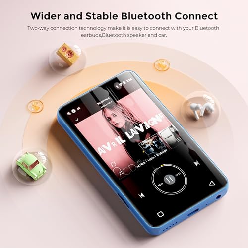 Image of MP3 Player with Bluetooth and WiFi, innioasis 160GB Music Player with Spotify,Pandora,Amazon Music,4 inch Touch Screen Android MP4 MP3 Player for Kids with Libby,Audible,Audiobooks(White-Blue)