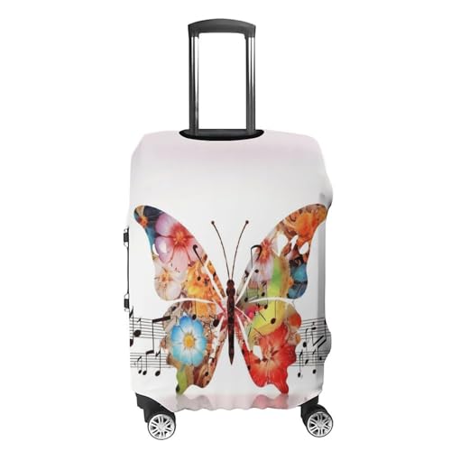 Music Butterfly Luggage Cover, Elastic Luggage Protector Fits 19-32in Suitcases, Washable & Anti-Scratch Suitcase Cover for Men Women S4