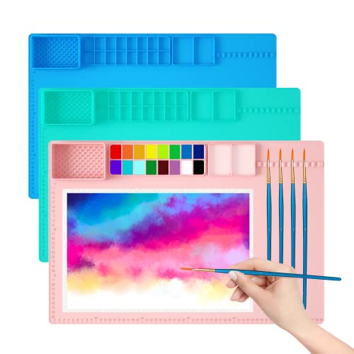 Large Silicone Mats For Crafts - Silicone Painting Mat - Silicone Art Mat With Cup - Silicone Craft Mats - Painting Supplies - Paint Mat - Washable And Nonstick Artist Mat (Pink 23.8X15.7 Inch) #TOP1