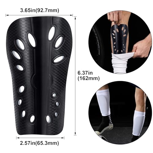 ANCIRS 2 Pairs Soccer Shin Guards for Kids, Breathable Shin Guard Sleeves for Boy & Girl Football Games, EVA Cushion Calf Protective Gear for Young Boys and Girls- Black & White
