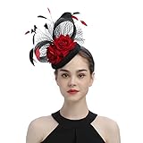 LATIMOON Fascinators Hat for Women Tea Party Headband Kentucky Derby Wedding Flower Cocktail Mesh Feathers Hair Clip