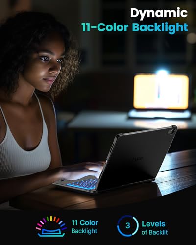 Image of typecase Flexbook Trackpad-Free Keyboard Case for iPad A16 11th /10th Gen | 360 Rotating, 11-Color Backlit Keys, Pencil Holder; Fits iPad A16 11″ (2025) & 10th Gen 10.9″ (2022), Black