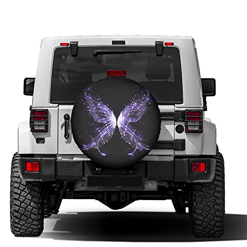 Image of Delerain Purple Butterfly Spare Tire Covers for RV Trailer SUV Truck and Many Vehicle, Wheel Covers Sun Protector Waterproof (16 Inch for Diameter 29 inch-31 inch)