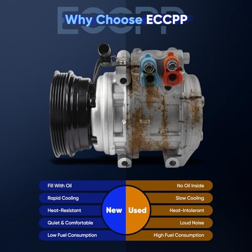 Image of ECCPP AC Compressor Direct Fit for Kia Spectra L4 2.0L 2004-2006 | for Hyundai Tucson L4 2.0L 2005-2007 97370,98370 Fast Cooling AC Compressor with Clutch Low Vibration Fuel Efficient