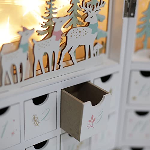 Wooden Advent Calendar Book With Led Lighting For Adults Winter Scene Fillable Calendars Home Office Christmas Countdown Decoration Pioneer-Effort #TOP6