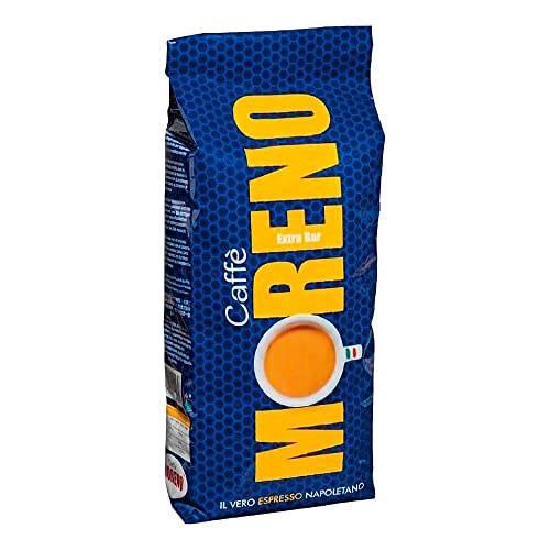 Moreno Extra Bar tipico napoletano da 1 kg dal gusto delicato e acidulo dei chicchi interi grazie all'alta percentuale di Robusta
