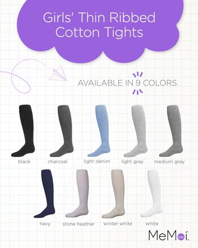 MeMoi Girls' Thin Ribbed Cotton Tights2