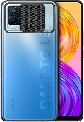 Avianna Realme Narzo 30 5G Premium Camera Protection Slider/Shutter Shockproof Matte Translucent Hard Back Case Cover Compatible with Realme Narzo 30 5G (Black)