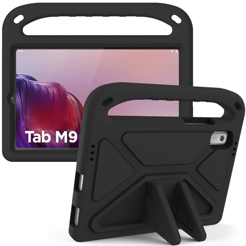 Étui Lenovo Tab M9 pour enfants coque antichoc EVA noire avec bandoulière