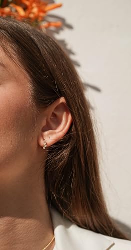 Boucles d'oreilles argent anti-allergie plaqué or avec zircons - 5