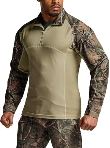 Image of CQR Men's Tactical Combat Shirt, 1 /4 Zip Long Sleeve Breathable Military BDU Training Top for Shooting, Hunting, Range Use