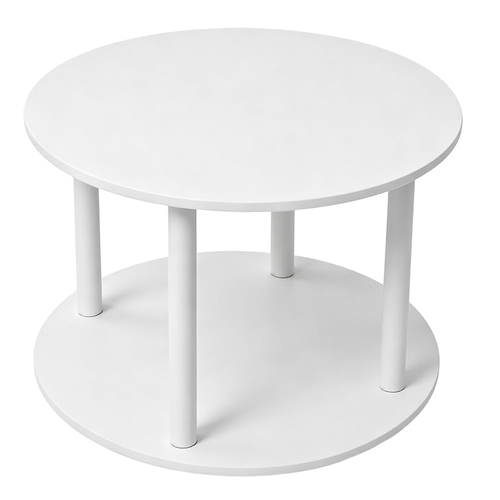 Nowoczesny okrągły stolik kawowy, otwarta półka, stolik końcowy, ukryty schowek, stylowy drewniany stół do salonu i sypialni, 60 x 60 x 53 cm (wykończenie z palonego drewna)