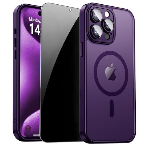 Image of for iPhone 15 Pro Max Case with Privacy Screen Protector, Purple