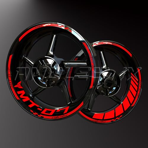 Réfléchissantes Stickers en Vinyle pour Bord de Jantes de Moto, Autocollants Stickers Kit pour Yamaha MT07, Bandes Jantes Moto Complet pour 2 Roues Jantes de...