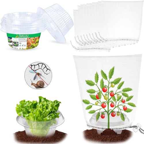 【12 Stück】6 Stück Schneckenkragen mit 6 Stück Insektenschutz-Taschen...