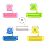 Vanki 5 pcs Rolling Toothpaste Dispenser Tube Squeezer Sucker Holder Hanger Gadget,random color