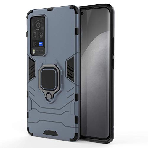 Dedux Phone Case Compatible with vivo X60 Pro 5G, Rugged PC TPU Bumper Cover With Ring Holder for vivo X60 Pro 5G. Navy blue