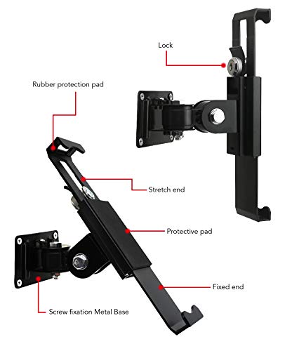 Tablet Wall Mount Holder With Anti Theft Security Lock And Key, Rotate Design Arbitrary Adjustment,Multi Angle,Bracket For Most 8 To 10.1 Inch,And For Ipad Air &10.2,10.9 Galaxy Tab,And More (Black) #TOP4