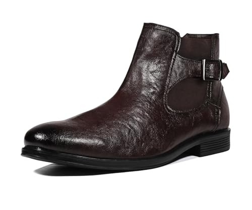 Image of LOUIS STITCH Mid-Top Ankle Shrunken Chelsea Boots for Men | Men's Slip-On Boots with Side Buckle | Casual and Semi Formal Chelsea Boots for Men | LSLXSHCLB