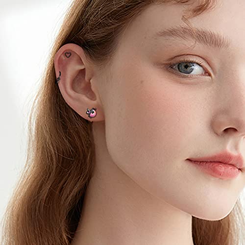Helicopchain 25Pcs 16G Cartilage Earrings Stud For Women Men Stainless Steel Cartilage Stud Hoop Earrings Hypoallergenic Cz Butterfly Heart Evil Eye Cartilage Earrings Helix Daith Tragus Conch Piercing Jewelry Black #TOP2