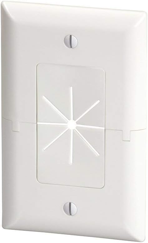 DATA COMM Electronics 45-0017-WH Split Style TV Plate with Flexible AV/HDMI Cable Pass-Through - White