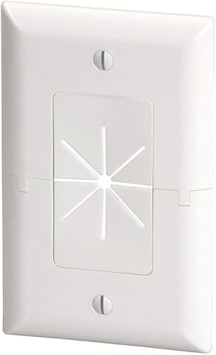 Miniatura 5 de DataComm Electronics 45-0015-WH - Placa de cable de 2 segmentos con apertura flexible, color blanco y Electronics 45-0017-WH - Placa de TV de estilo