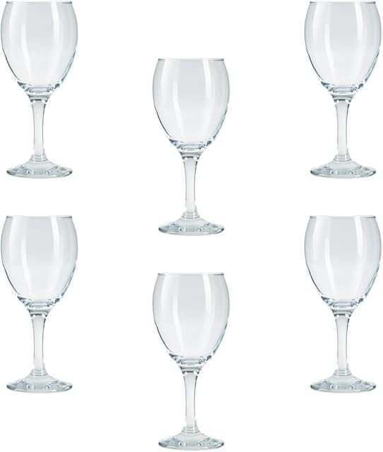 Classic Wine Glasses Set. Clear Wine Goblet. Stemmed Red Wine Glasses. (Pack of 6) (340 cc)