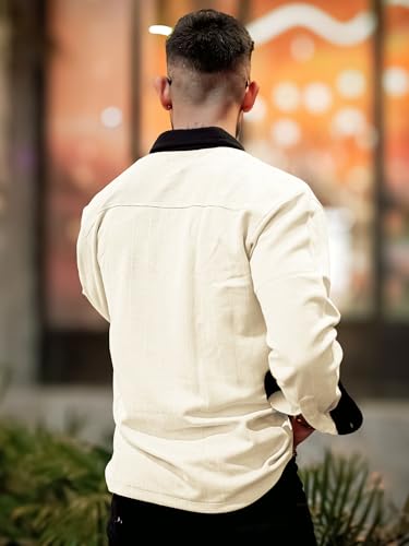 Image of Maniac Mens Solid Collared Neck Full Sleeve Cotton Shirt for Men
