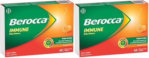 Berocca Immune Daily Defence Vitamin C, D and Zinc, Orange Flavoured Effervescent Tablets 90 Pack
