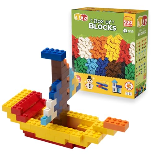 Image of AIKO | Box of Blocks 500 | Premium ABS Building Blocks for Kids 4+ | Construction Toy | STEM Gift Set, Multi-Color Bricks
