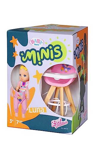 thumbnail: BABY Born Minis Speelset - Luna Pop Met Kinderstoel | 6,5 Cm, Beweegbaar, Accessoires Included