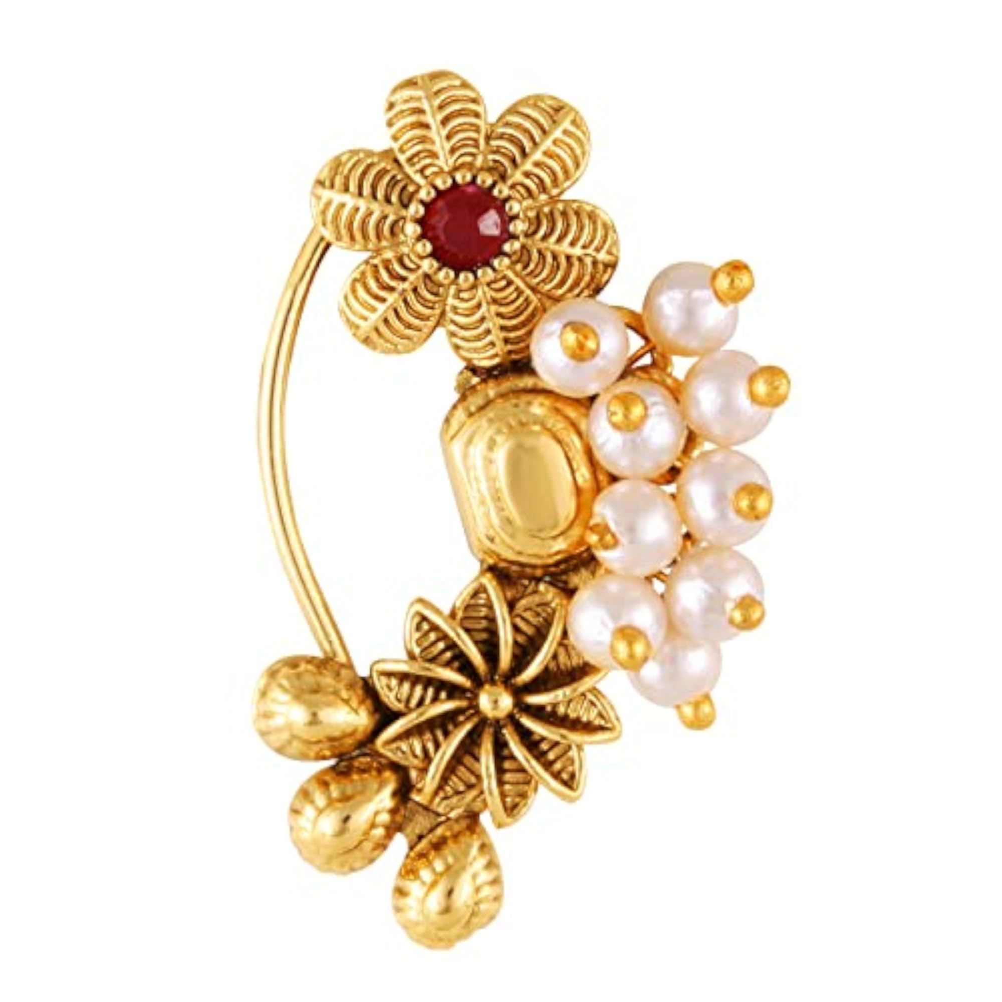 Maharashtrian Style Nath with Pearl Studding