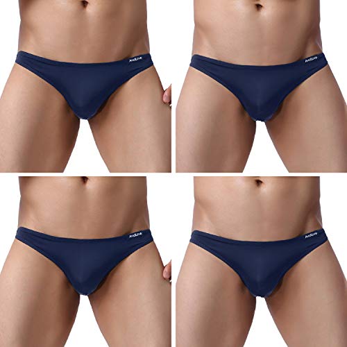 Underwear Men's 4 Pack Classic Low Rise Stretchy Hip Briefs Bikini(Navy Blue-4 Pack,M)
