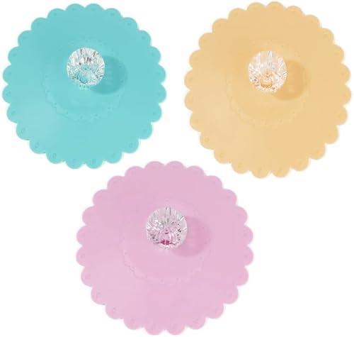 Tapas de taza de silicona 3 piezas, tapas de taza de bebida de silicona, tapas de cubierta de silicona, cubierta de taza de vidrio de silicona