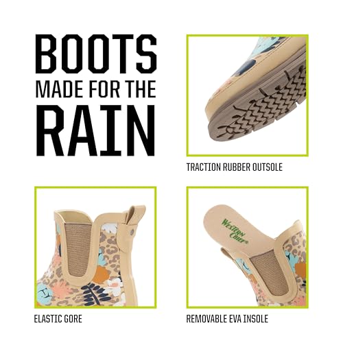 Image of Western Chief Women's Waterproof Pull-On Chelsea Rain Boot with Fun Prints | Ladies slip-on ankle boots with rubber sole, cushioned EVA insole, built for wet days and styled for any occasion