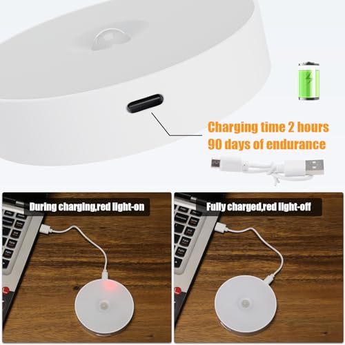 3 Pack Motion Sensor Lights Indoor, Night Light Stick on Wall, Cordless LED Lamp with Magnetic Base, 6000K & Type-C USB Rechargeable Battery, Stair Lights, for Wardrobe,Stairs,Closet,Hallway - Image 5
