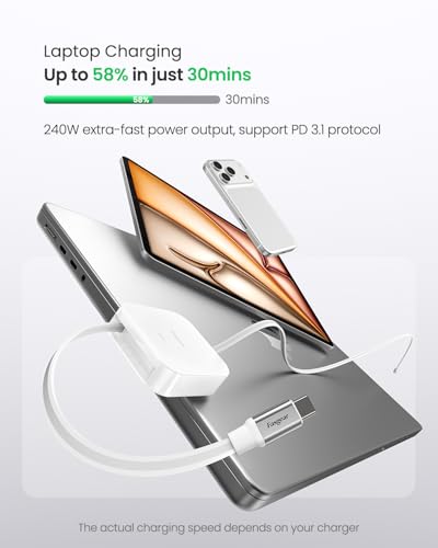 Fasgear 240 W kabel wsuwany USB-C na USB-C, 2 m, typ C 5A PD/PPS, kabel do szybkiego ładowania z transmisją danych 480 Mbit/s do HP OMEN 10 SLIM 14 AI, i-Pad Pro, Galaxy Z Fold7, Hua-wei Mate X7 (2