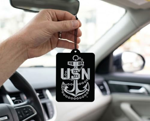 Image of Elektroplate US Navy Anchor Car Air Freshener 6-Pack | Officially Licensed, Long-Lasting Arctic Patrol Scent, Vivid Naval Graphics, Versatile Hanging Design