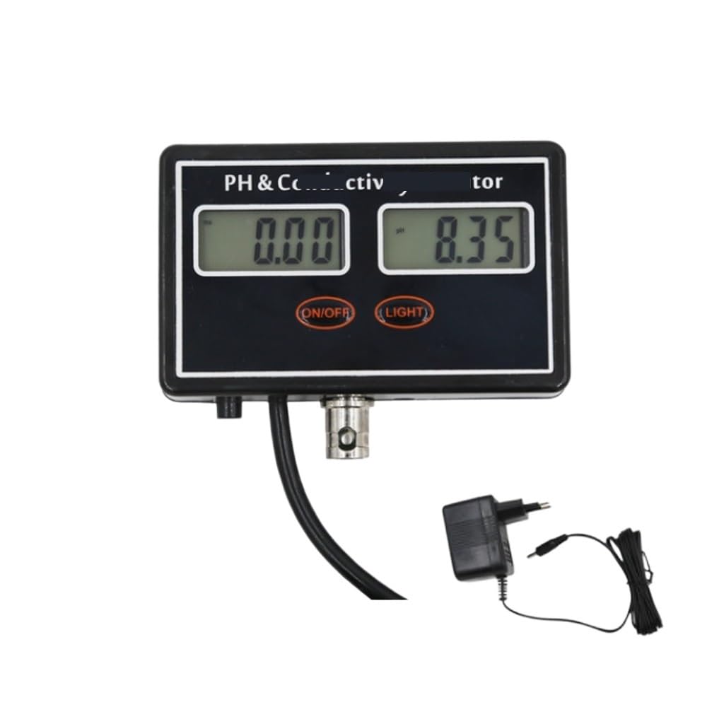 PH-2583 PH&Conductivity Monitor Digital Water Quality Meter Online Detector PH EC Measuring Analyzer for Fish Tank Aquarium(EU Plug)