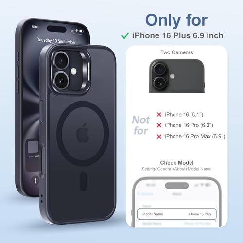 EGOTUDE for iPhone 16 Plus Case | Translucent Matte Hard Back Cover with Stand Compatible with Mag 2 41SZMEfaR8L