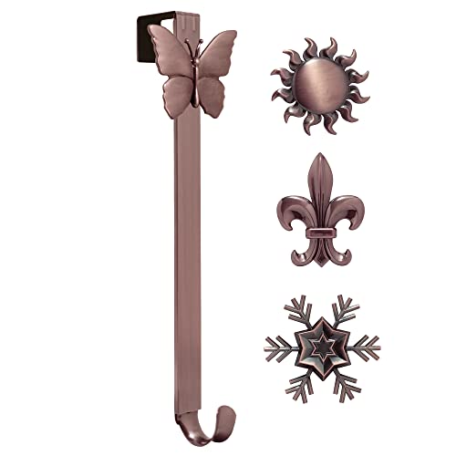Haute Decor Adapt Adjustable Length Wreath Hanger With Interchangeable Icons (Oil-Rubbed Bronze-Sun/Snowflake/Butterfly/Fleur De Lis) #TOP10